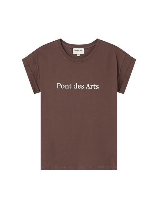 T-shirt con messaggio stampato in velluto Grace & Mila | FW2517060CH